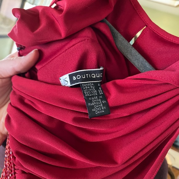 EUC Red dress with waist and lower hem embellishments - Picture 6 of 10